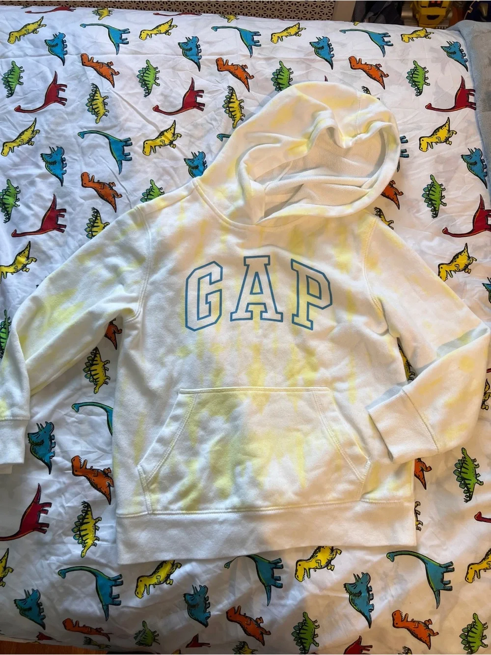 GAP Kids White Hoodie, Shorts & Joggers Set with Yellow Tie-Dye
